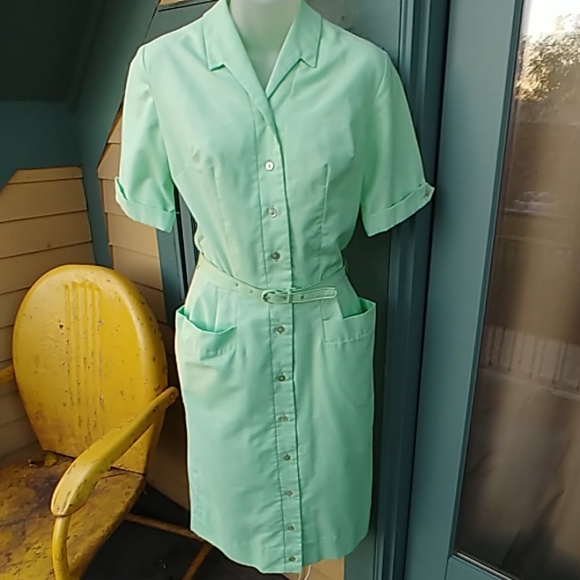 Vintage Dresses & Skirts - Vintage 50s Kerrybrooke by Sears Green House Dress